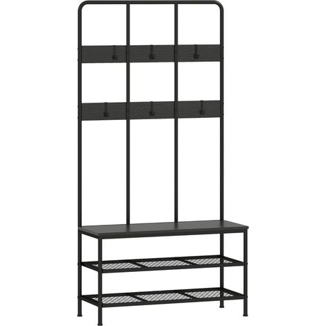 CHICFURN Perchero 3 en 1 91 x 36 x 180 cm negro de metal y tablero de partículas (1/5)