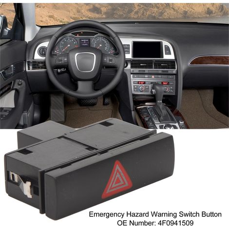 Commande de Clignotants d'Urgence 4F0941509 en ABS pour Audi A6/S6/C6/RS6 (2005-2011) (1/5)
