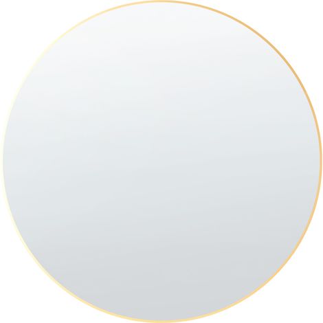 Espejo de pared de vidrio dorado 80 cm marco accesorio decorativo Annemasse
