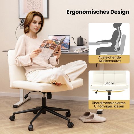 Sedia da ufficio senza braccioli sedia da scrivania con seduta ampia girevole a 360 in ecopelle per home office beige 88304973 88304973 88304973 88304973 88304973 88304973 88304973 88304973 88304973 8