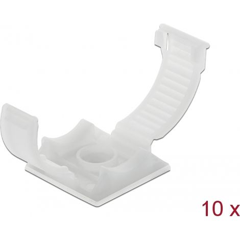 Delock Portacables con clip de bloqueo autoadhesivo atornillable en color natural 10 piezas