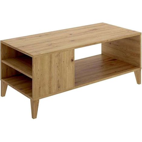 Mesa centro modelo-Mira acabado en roble nordic, 100cm(Ancho) x 50cm(Fondo) x 42.5cm(Alto).