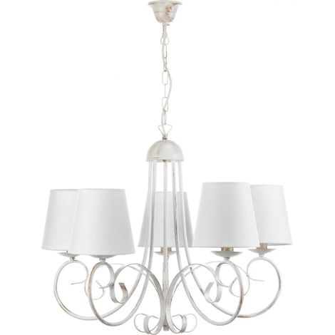 [GEBRAUCHT] B-Ware Onli Kronleuchter Deckenleuchte Lampe Pompei Lampenschirm Weiß Metall Textil Led