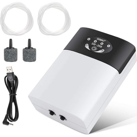 Galozzoit – USB-wiederaufladbare Aquarium-Luftpumpe – 3000 ml/min Fördermenge – Leise und kompakt – 2 Luftauslässe für optimale Belüftung (1/5)