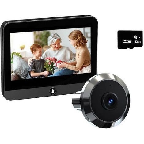 Sonnette de porte numérique Tuya Wifi 4,3 pouces 2MP avec judas électronique, caméra de porte à détection de mouvement PIR et carte mémoire 32 Go (1/5)
