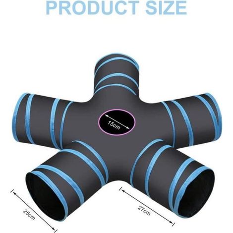 Tunnel pour Chat - - Bleu - 27cm x 25cm x 15cm - Résistant aux déchirures - Pliable (1/4)
