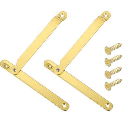 Lot de 2 charnières de couvercle pliables de 18 x 1,1 cm, charnières rétro en métal rotatif à 180 degrés avec vis pour boîte en bois, coffre, boîte de présentation, coffre (1/5)