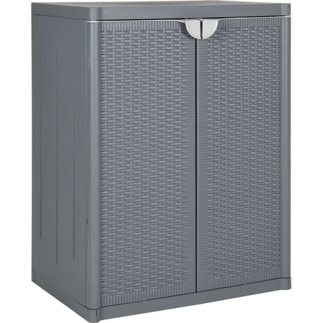 Armoire de rangement de jardin 65 x 45 x 88 cm avec 2 étagères design élégante en PP gris (1/5)