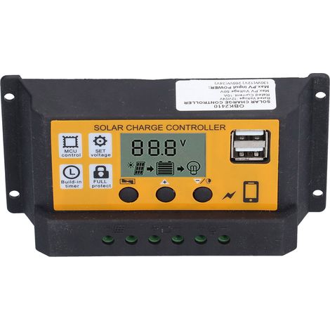 Régulateur de Charge Solaire PWM 10A 12V/24V avec Affichage LCD et Protection (1/5)