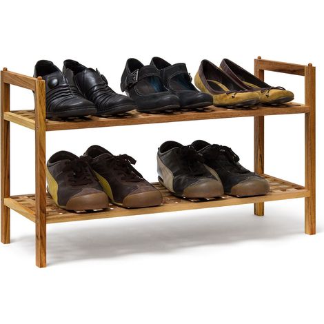 Mensola per scarpe impilabile in legno di noce