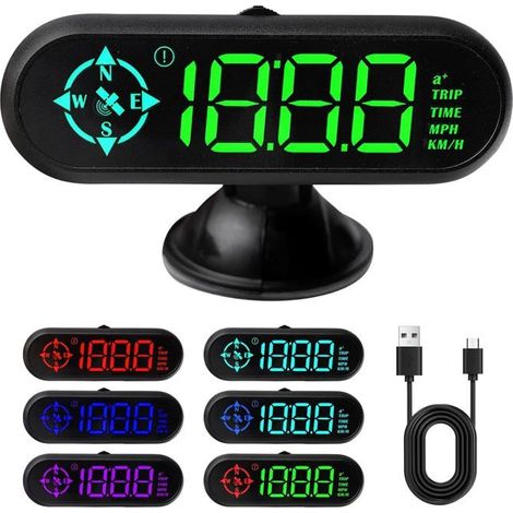 Affichage Tête Haute Voiture, GPS Plug & Play, Luminosité Auto, Universel Véhicule (1/5)