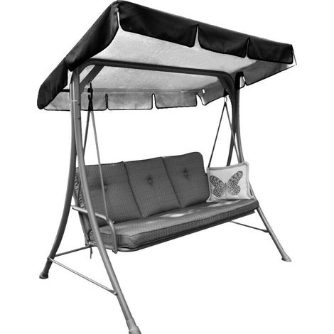 210D Top Rain Cover Patio Swing Chair Housses anti-poussière Housse de balançoire étanche, 195 125 15cm, Noir (1/5)