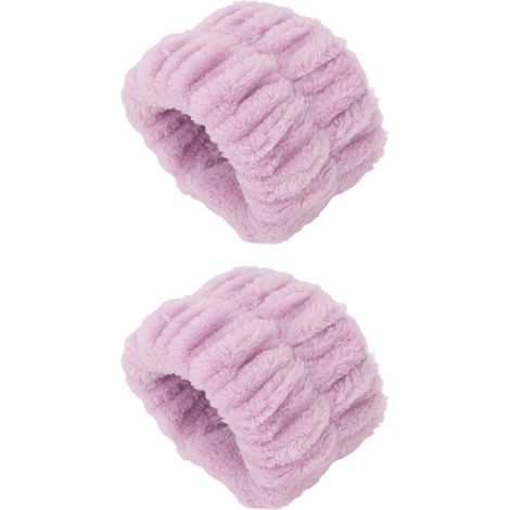 1 Paire de Bandelettes de Lavage Visage - Absorption Rapide, Douceur et Confort - Bracelets Exfoliants pour Soins de la Peau à Domicile ou en Déplacement - Violet (1/5)