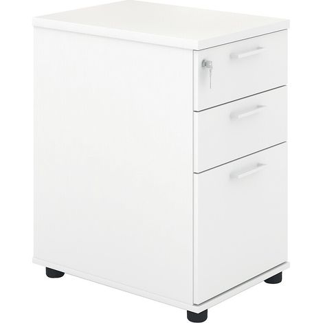 Caisson de bureau fixe, 3 tiroirs, coloris blanc, longueur 43 cm