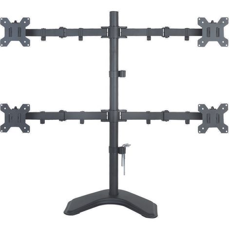 Supporto da Scrivania Techly per 4 Monitor 13-27'' con Base Nera, Regolabile e Stabile (1/5)