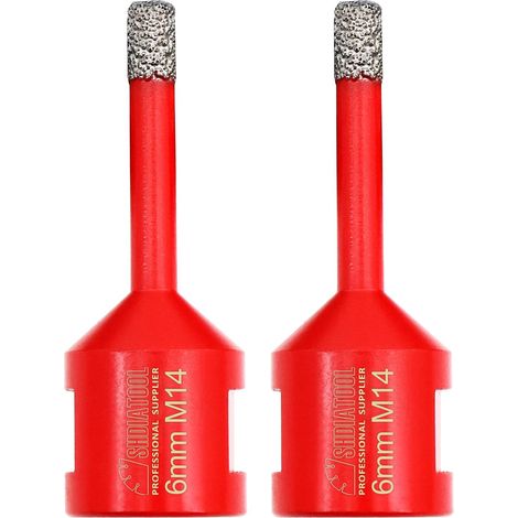 Lot de 2 forets diamantés 6 mm pour grès Filetage M14 (1/5)