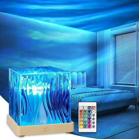 Lampe de Table Cristal LED RGB (16 Couleurs) : Veilleuse Aurora Boreale (Northern Lights), Projecteur 3D, Charge USB, pour Chambre/Salon/Fête (1/5)