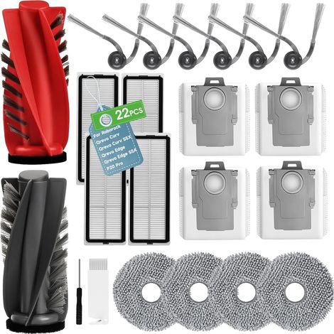 1 Kit Accessoires Roborock Qrevo,2 Brosse Principale,6 Brosses Latérales,4 Sacs Poussière,4 Filtres,4 Serpillères (1/5)