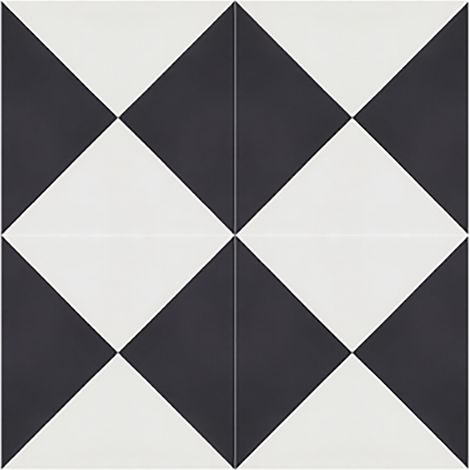 Pegane – Lot de 4 carreaux de ciment noir/blanc 20x20cm – Épaisseur 14mm – Pour sol et mur – Fait main, aspect mat (1/3)