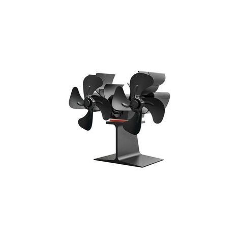 Ventilateur de cheminée thermique à double tête pour poêles à bois – Ventilateur de Noël en forme de renne noir avec 8 pales, dimensions 20 × 9 × 17 cm (1/5)