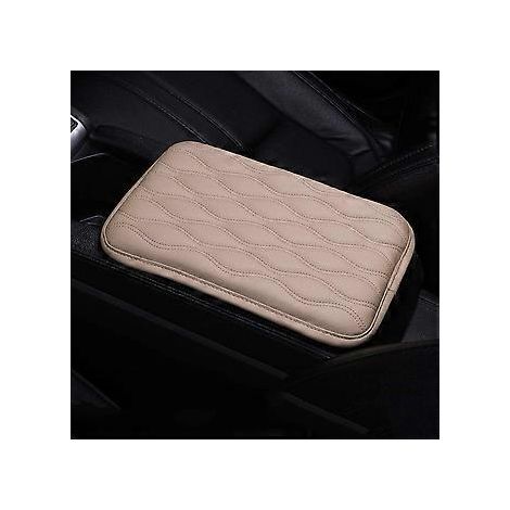 Auto-Mittelkonsolenabdeckung, Konsolenabdeckung mit Armlehnenpolster, Auto-Armlehnen-Sitzbox-Polster aus PU-Leder (Beige)