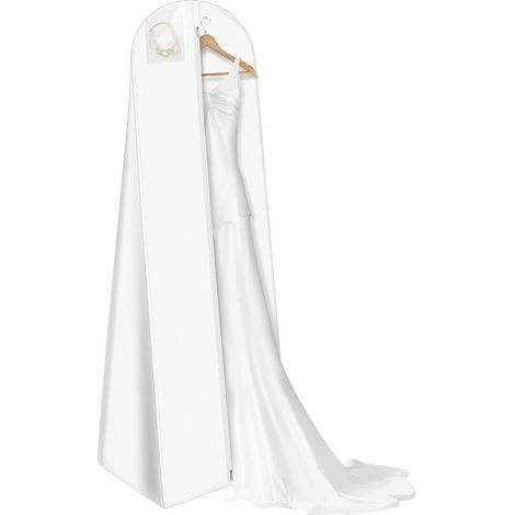 Sacchetto antipolvere per abiti da sposa,Sacchetto bianco per abito da sposa,Per damigelle d'onore,Bianco,72x23x11,8 pollici (1/5)
