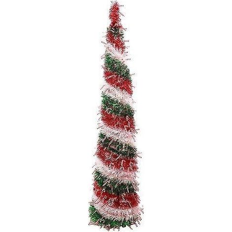 Sapin de Noël en crayon à paillettes, pliable, fin, réutilisable, avec guirlande en forme de crayonrouge (1/5)
