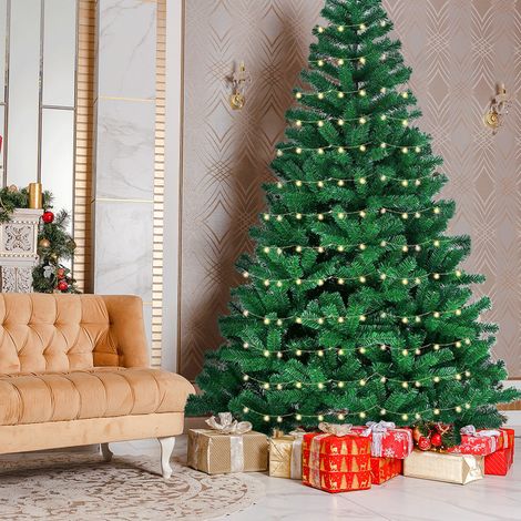 Sapin de Noël Artificiel 180CM, 750 Branches, avec Guirlande LED, Matériel PVC Arbre de Noël, avec Socle en Métal, Décoration de Noël réutilisable (1/5)