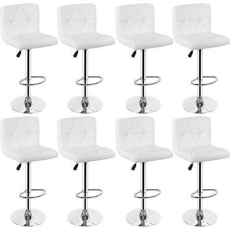 Lot de 8 Tabourets de Bar en PU Moderne de Cuisine Chaises Blanc (1/5)