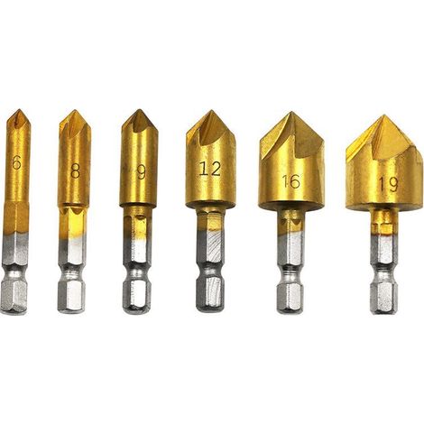 6 Stück HSS-Senker 90 Grad 5 Schneiden Senker Lochschneider T