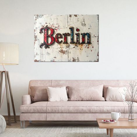 Wandbild Berlin Schild Typografie Imitation Farbe 60x40 (1/4)