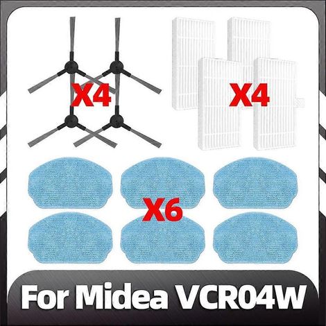 Pièces de rechange pour aspirateur robot Midea VCR04W : brosse latérale, lingette de nettoyage, filtre HEPA et accessoires (1/5)