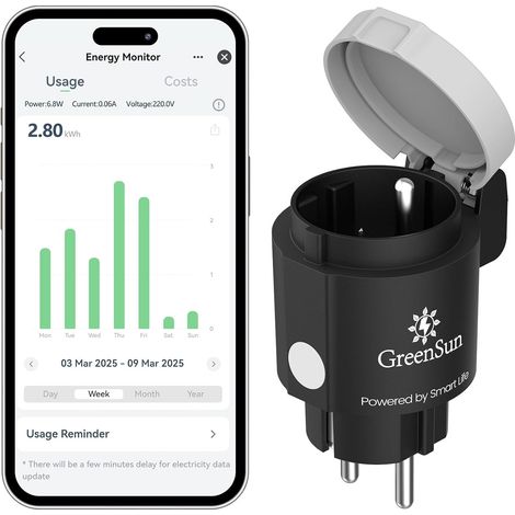 Prise Connectée Exterieure - Prise Connectée Smart Life Exterieure Etanche IP44 Mesure Consommation Fonction Commande Vocale Contrôle APP Minuterie 16A Type E (1/5)