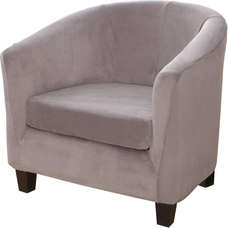 Housse De Fauteuil - Polaire Veloutée Extensible Avec Élastique - Pour Fauteuil Club Salon Salle À Manger - Lot De 2 (1/5)