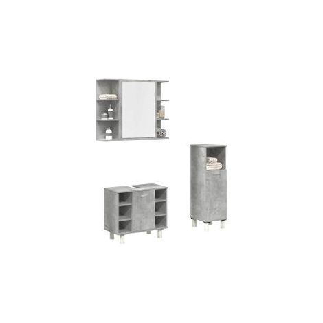 Ensemble de meubles de salle de bain 3 pcs gris béton (1/5)