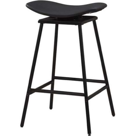 COSTWAY Swivel Barstools Set of 2 Faux Leather Upholstered Backless Bar-Black (1/5)