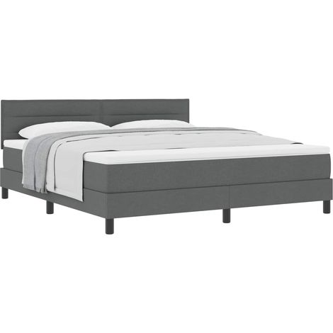 Maison Exclusive - Lit à ressorts avec tête de lit Gris foncé 180 x 200 cm tissu (1/5)