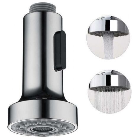 Spray Head for Kitchen Faucet 2 Modes Spray Head Kitchen Faucet Spray Replacement Spray Head for Retractable Kitchen Mixer Tap, Chrome, G1/2" (1/4)