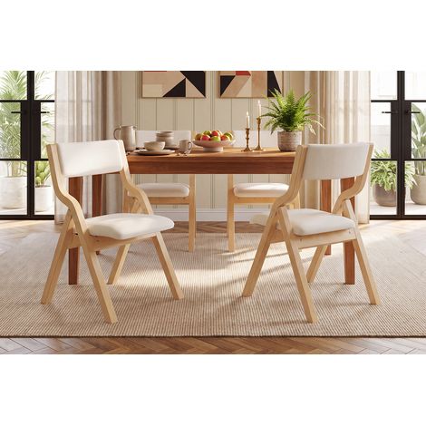 MEUBLIV 4 sillas de comedor 55x49x81 cm beige plegables y cómodas (1/5)