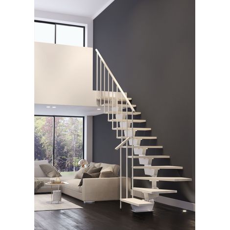 Misterstep - Scala a L (1 curva) - Modello Tech - Colore Legno Sbiancato 84