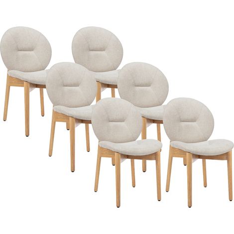 Sedia in Tessuto e Legno di hevea Beige - Lotto di 6 - ISADIO (1/5)