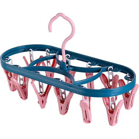 Porte-serviettes Rotatif - Porte-lingerie avec 12 Pinces - Crochet 360° - Sèche-linge Portable pour Sous-vêtements Serviettes Gants Vêtements Bébé - Lot de 1 (1/5)