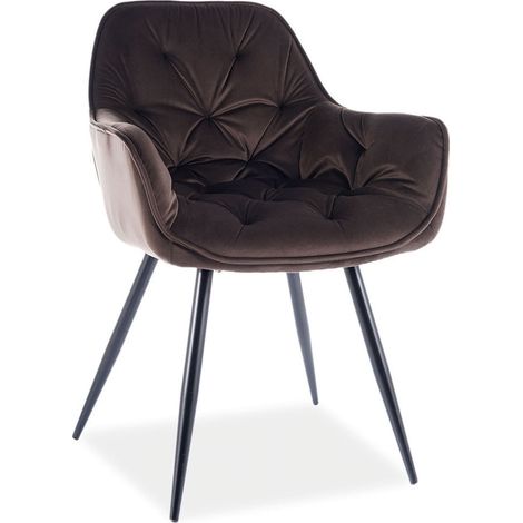 Chaise de table en velours Cherry Velvet marron (1/3)