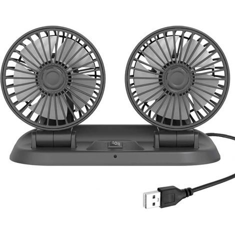 Dual Head Fans, USB 5V, 360° Rotation, 180° Rotation, Compact for Car, Truck, SUV (1/5)