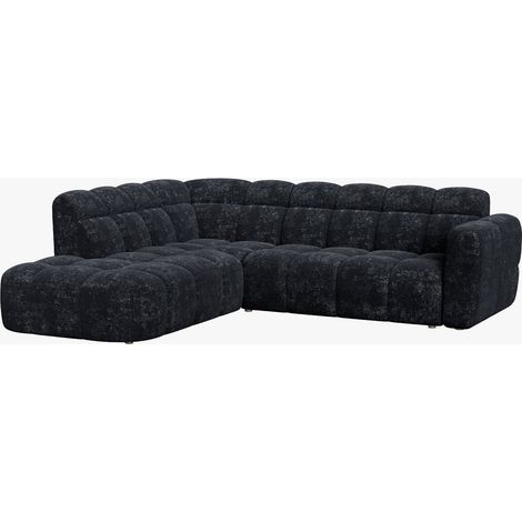 BELIZ Canapé d'angle en tissu noir - Angle gauche (1/5)