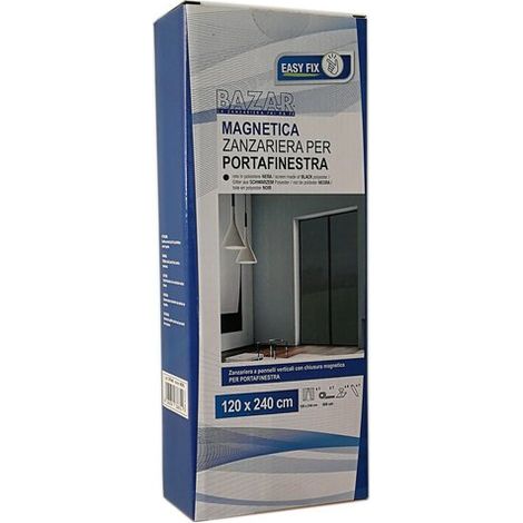 zanzariera magnetica per portafinestra "easy fix" nera con chiusura centrale automatica 120x240 cm (1/3)