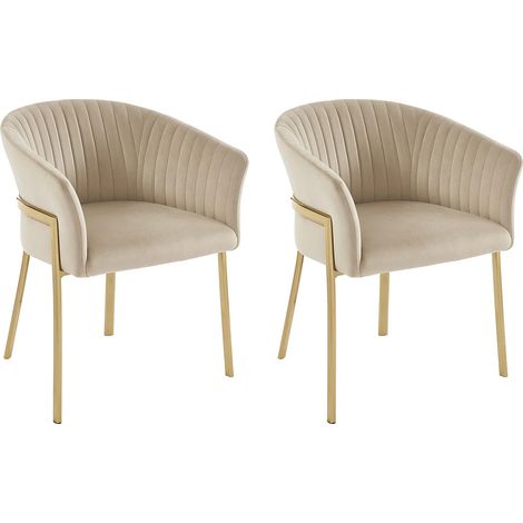 Sedia con braccioli in Velluto e Metallo Dorato Beige - Lotto di 2 - ZAOVA di Pascal MORABITO (1/5)