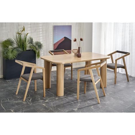 Table à manger extensible plaquée chêne 160-240cm Marthe (1/5)