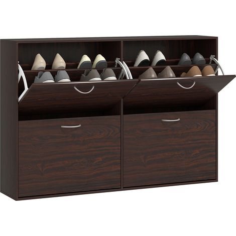 Scarpiera Salvaspazio con 4 Cassetti da 24 Paia 120x24x81 cm in Legno Marrone (1/5)