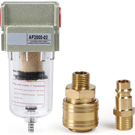 Compressed Air Filter, 1/4" Oil Separator Compressed Air Pressure Reducer with Quick Coupling for Pressure Regulator Compressor (1/5)